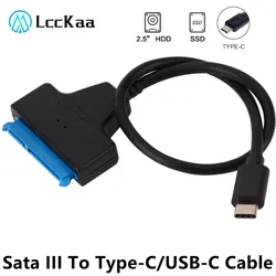 LccKaa Sata 3 do typu C kabel USB 3.1 USB C do Adapter SATA do 6 gb/s obsługa 2.5 cali dysk twardy SSD dysk twardy 22 Pin kabel SATA