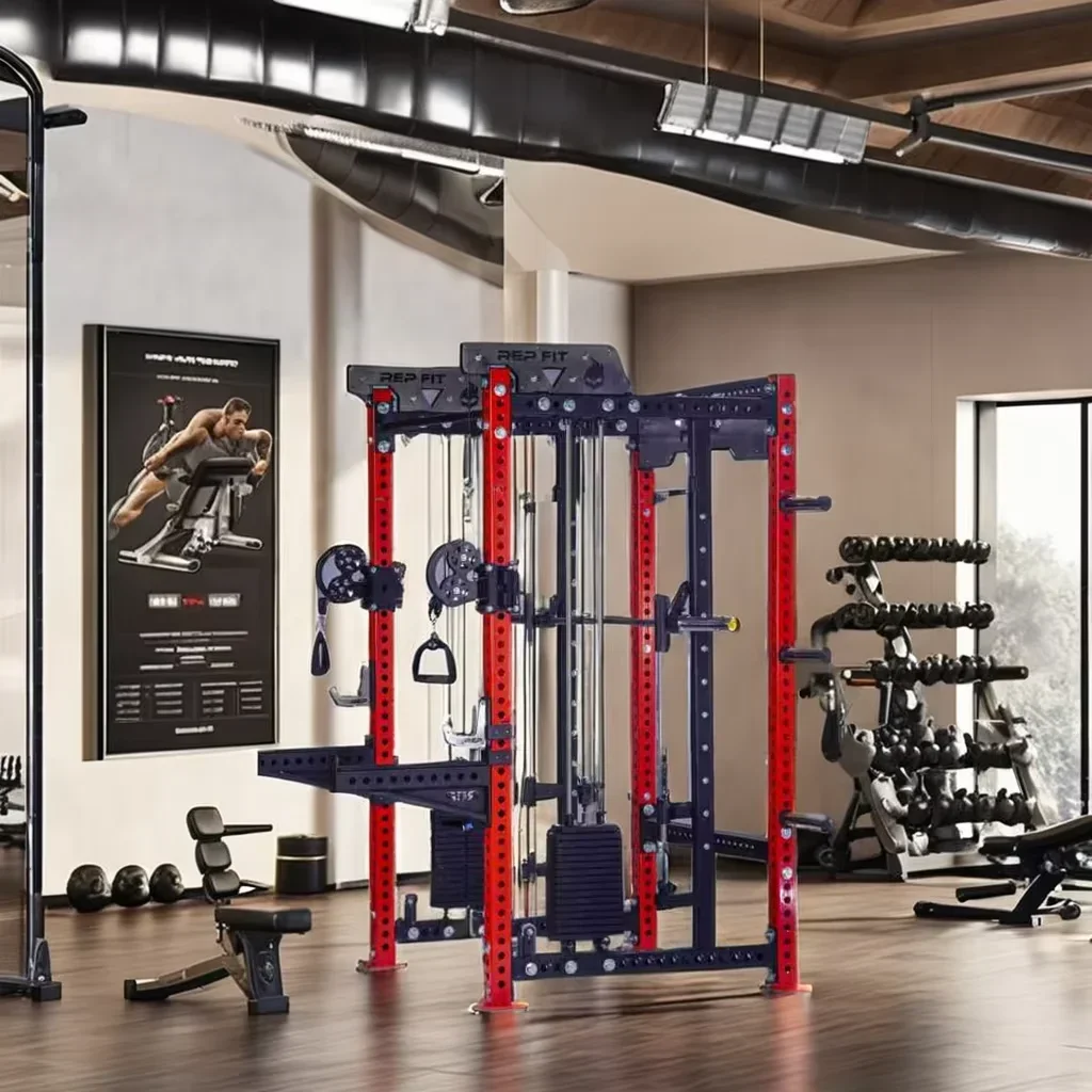 High Quality Multifunctional Gym Smith Machine Gym Lat Pull Down Low Row Fitness Equipment Squat Rack With Cables Machine
