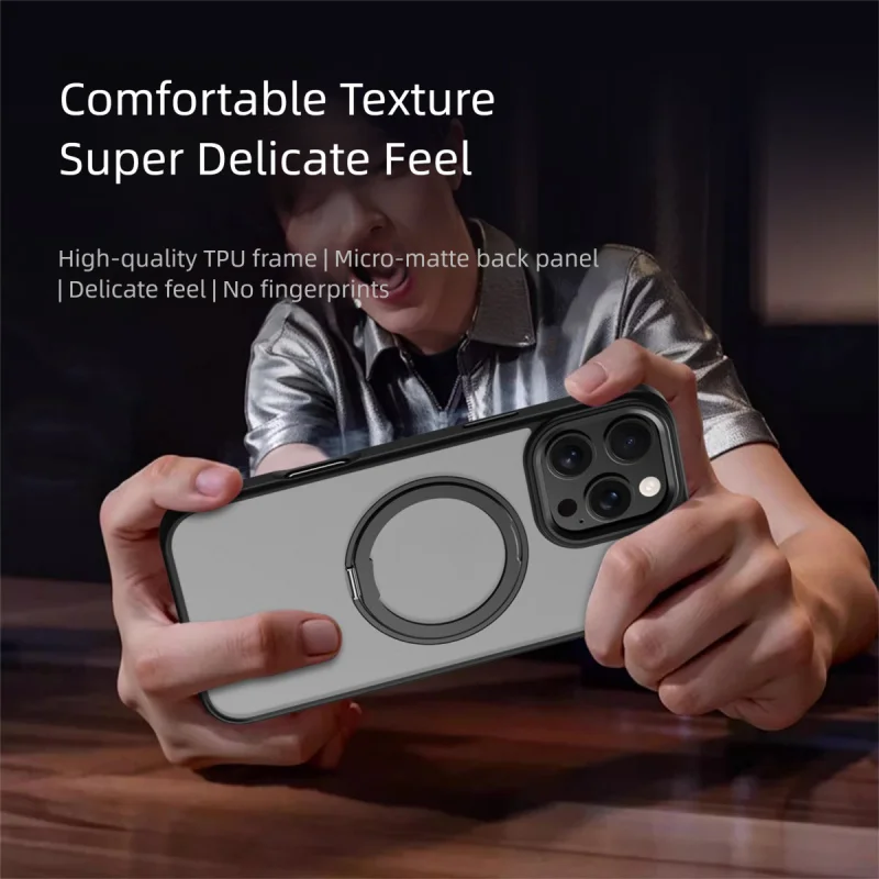 حافظة هاتف أصلية Magsafe لهاتف آيفون 17 برو ماكس 16 15 14 Coque 360 °   حافظات بحامل دوار مضادة لبصمات الأصابع بغطاء كامل