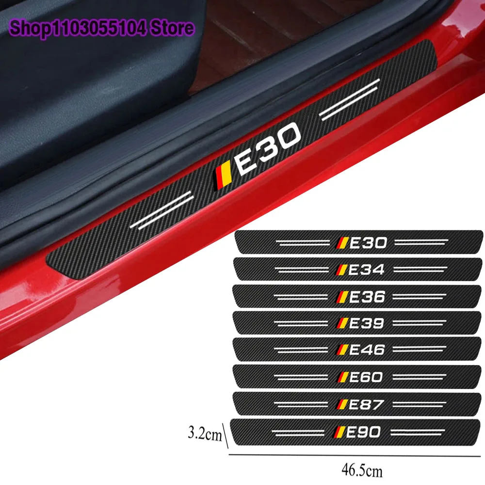 4pcs Carbon Fiber Car Door Sill Sticker Auto Threshold For bmw E30 E34 E36 E39 E46 E60 E87 E90 Auto Accessories