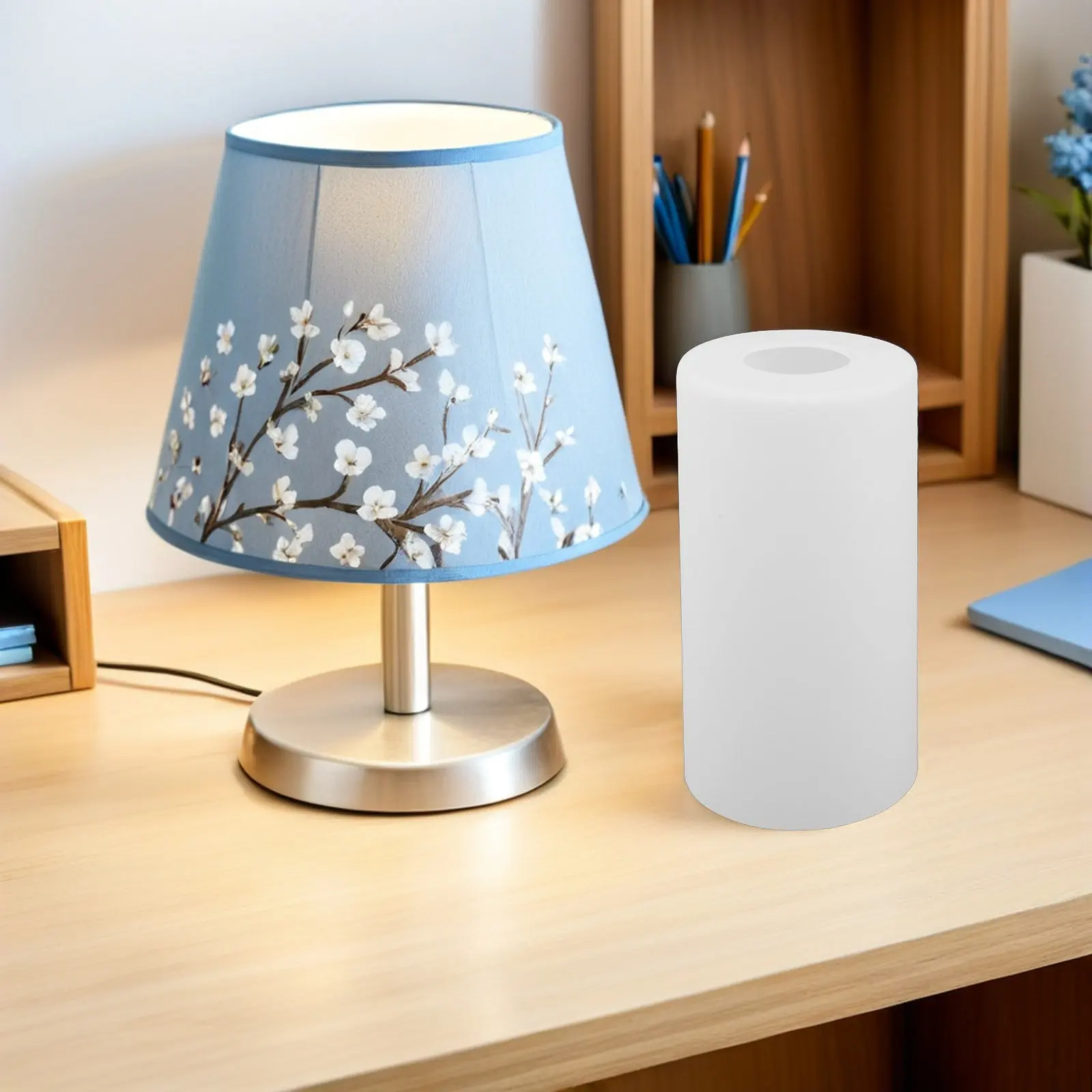 Cylindrical Glass Lamp Shade Replacement White Frosted E27 Light Diffusion Modern Minimalist Lamp Cover for Table