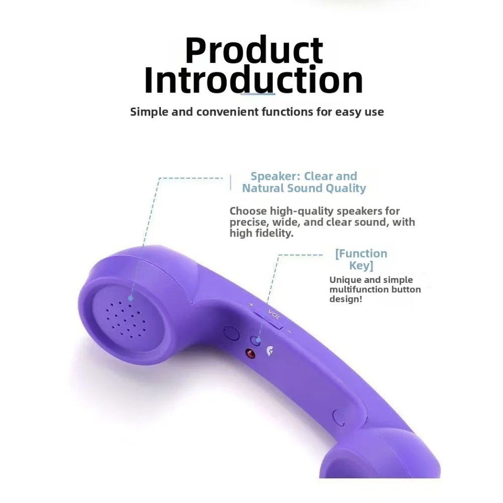 Lightweight Wired Retro Telephone Handset Handheld For Type-C 3.5mm Wired Microphone Handset Accessories