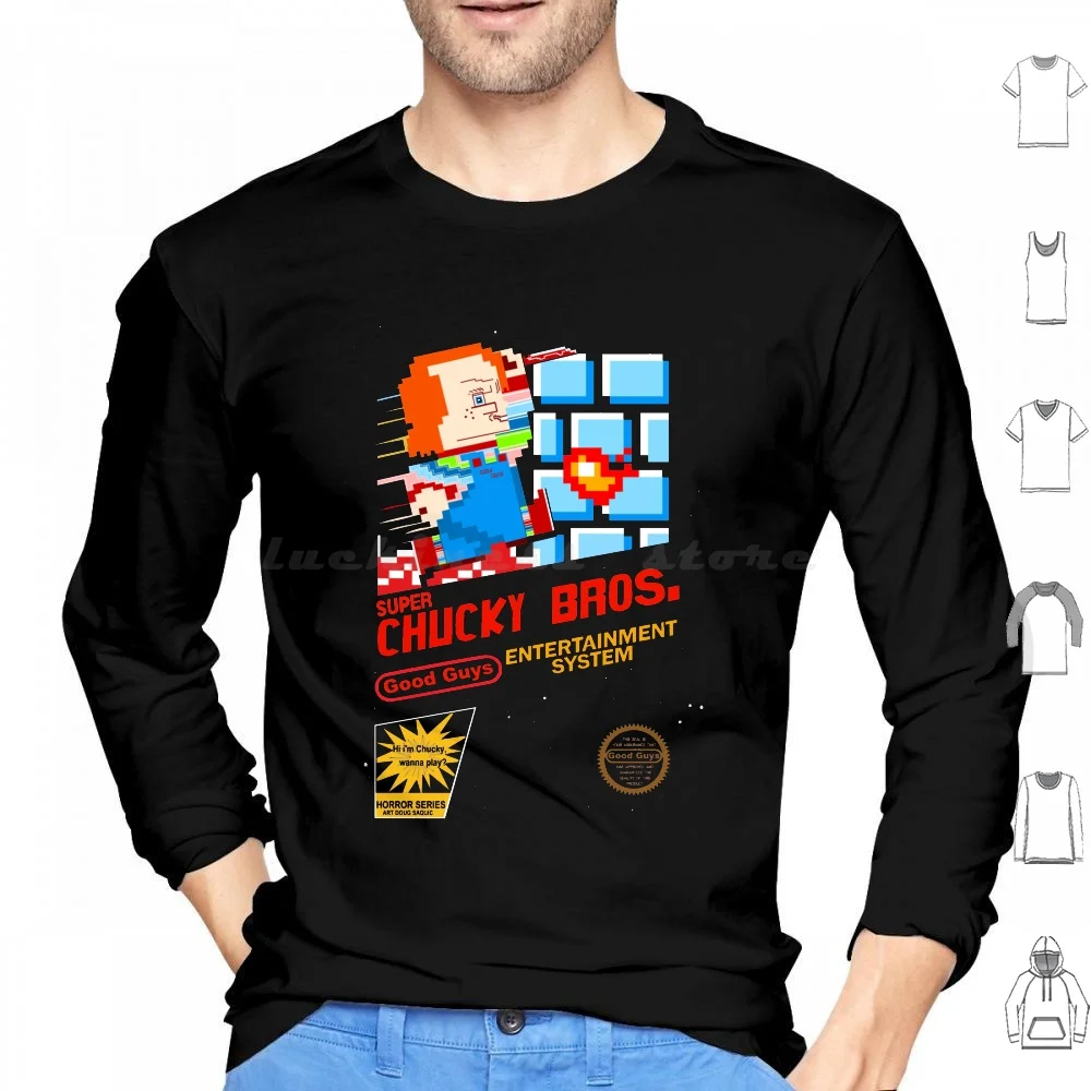 Sudadera con Capucha Super Chucky 1, Algodón, Manga Larga, Terror, Halloween, 8 Bits, Childs Play, Juegos de los 80, Good Guys, Muñeco Good Guy, Retro, Cómics