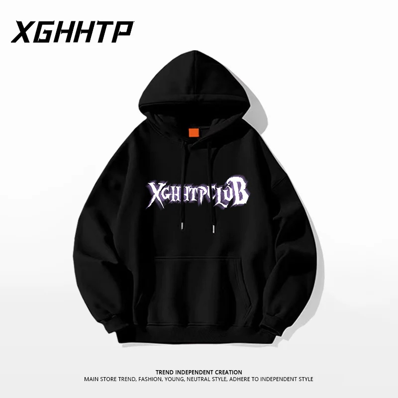American high street retro star frame dark print unisex hoodie autumn/winter outdoor fitness casual sportswear adult sweatshirt
