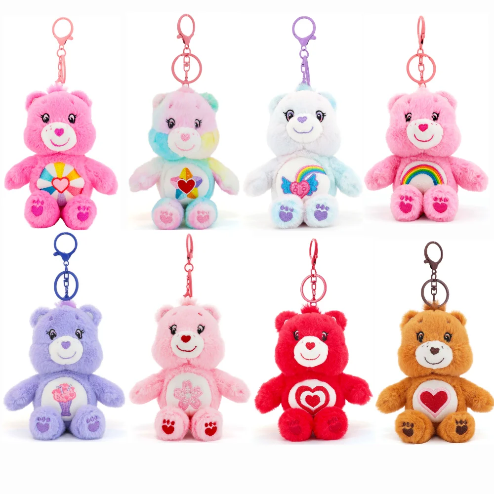 Care Bears Plush Keychain with Squeak Sound 15cm Cute Bear Pendant for Backpack Luggage Ornament Decor Kid Birthday Holiday Gift