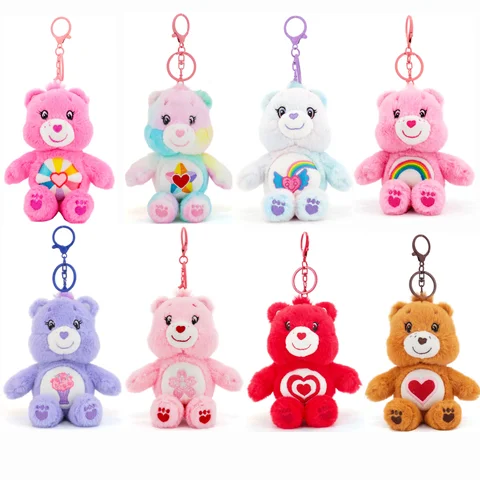 Care Bears Plush Keychain with Squeak Sound 15cm Cute Bear Pendant for Backpack Luggage Ornament Decor Kid Birthday Holiday Gift