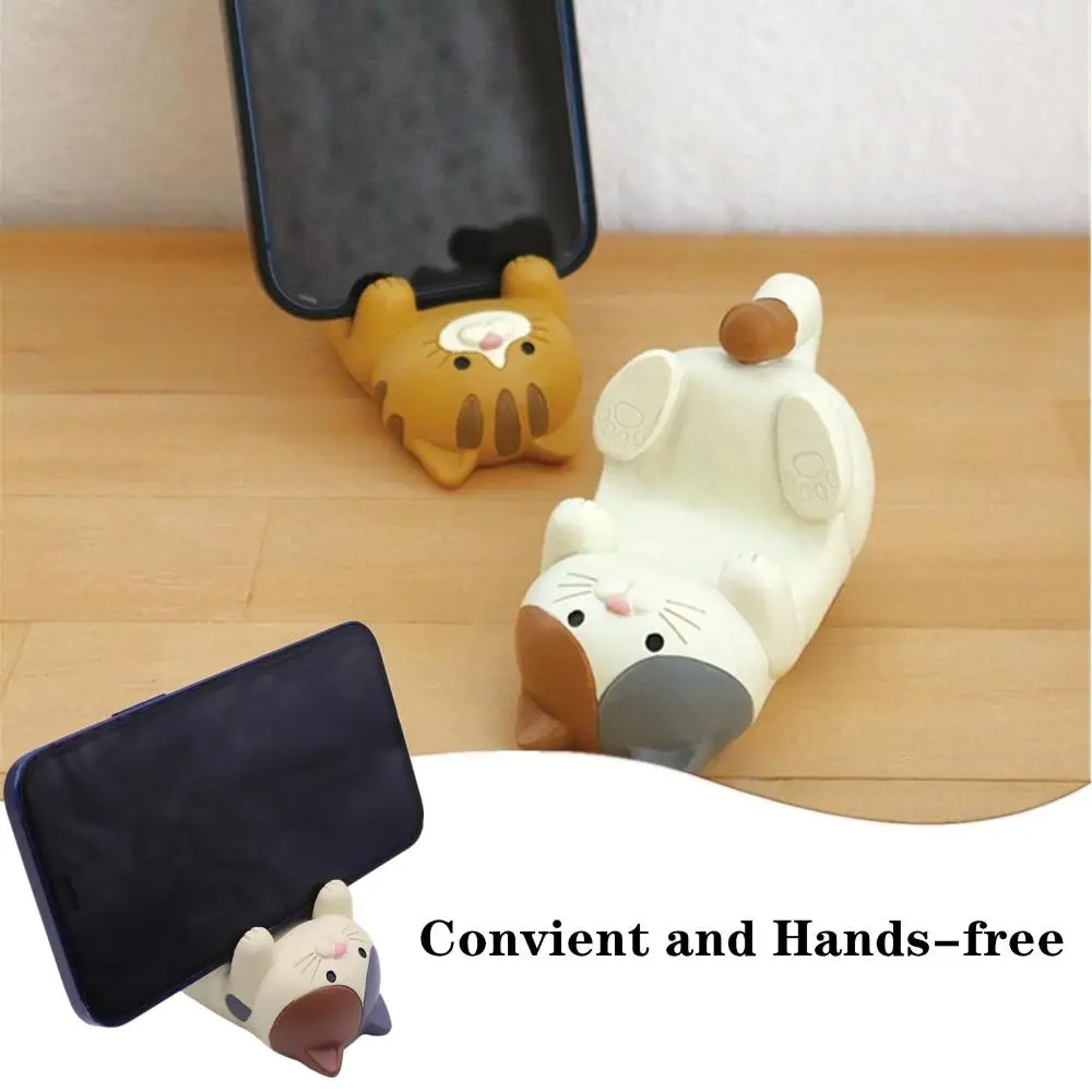 Cat Phone Holder Cute Cartoon Resin Animal Cell Phone Stand Compatible with All Smartphones for Office Home Gifts for Cat Lovers