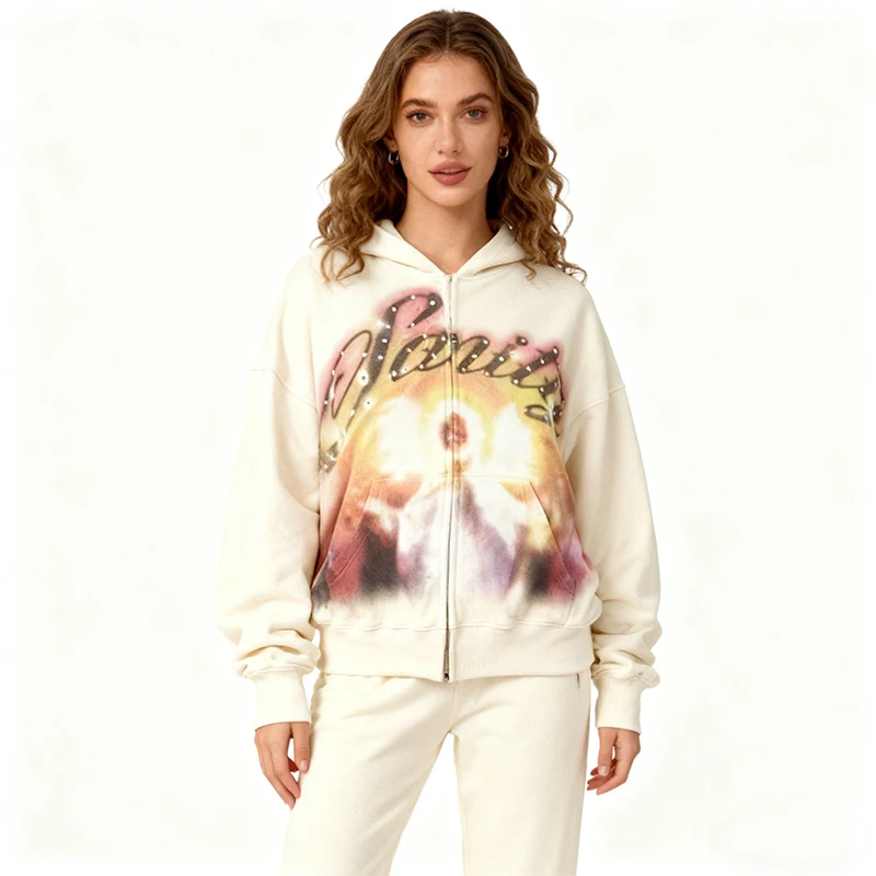 

Осень 2021, мужская и женская мода, новый уличный тренд, Harajuku ins, кардиган с капюшоном и принтом в стиле ретро, одежда Y2k