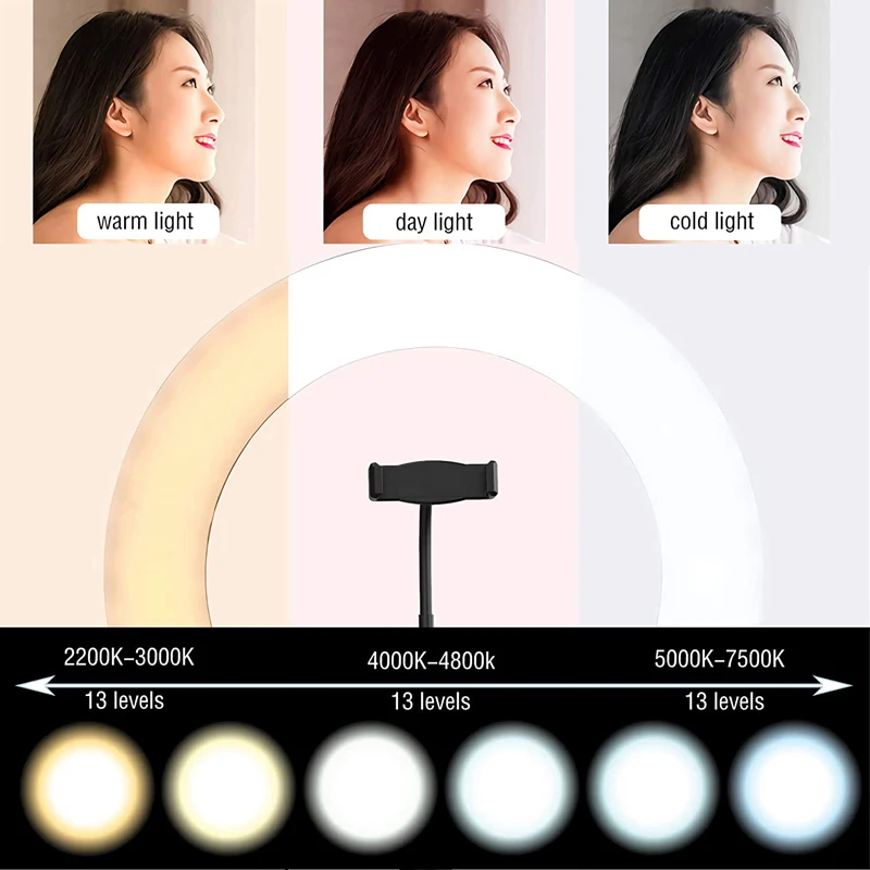 16/26/33cm Selfie Ring Light Photography Fill Light LED Ring Lamp Glow Soft Eye Protection Photography Lamp Supplies Home Studio view 6