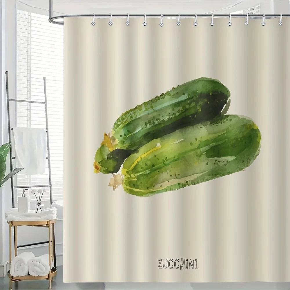 Cortina de Ducha con Diseño de Calabaza en Acuarela, 1 Pieza, Poliéster, Impresión Plana 2D, 70.8x70.8 Pulgadas, para Baño con Inspiración Culinaria