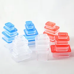 1set Dollhouse Bento Box Transparent Crisper Boxes 1:12 Miniature Food Model Kitchen Accessories Home Deocr Decoration