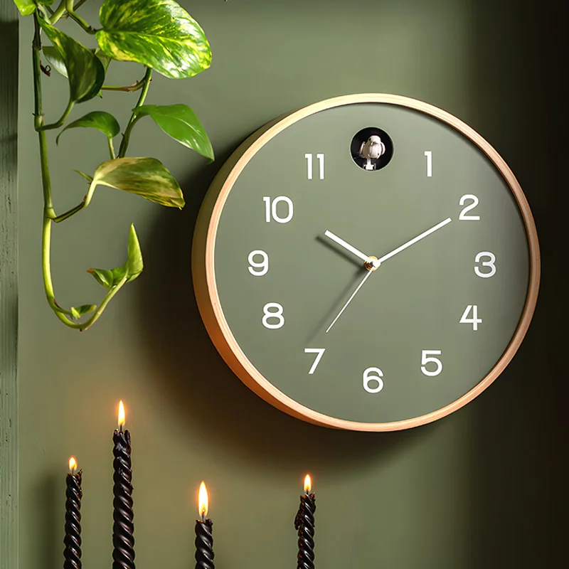 Reloj de pared de pájaro cuco, reloj de anuncio de hora de pájaro pequeño para sala de estar, reloj de madera maciza, pared de decoración del hogar