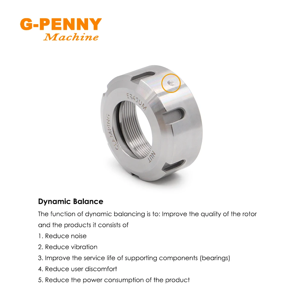 G-Xu ER40-UM Collet Hạt Sử Dụng Cho Khắc Cnc Động Cơ Trục Chính Collet Chuck Bình Thường Cân Bằng Collet Đai Ốc