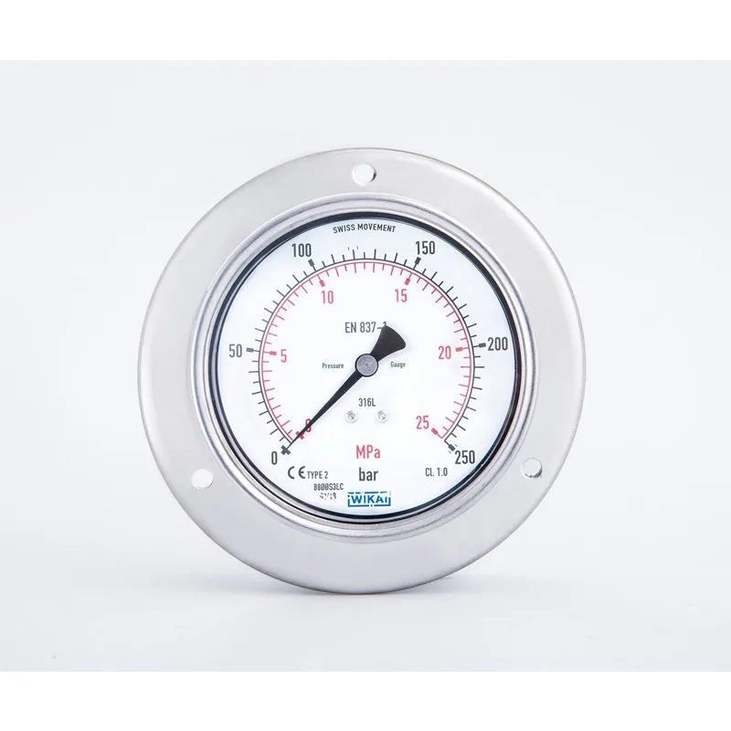 WIKA All Stainless Steel Bourdon Tube Pressure Gauge 232.50.100 Axial Front Band Edge 1/2NPT