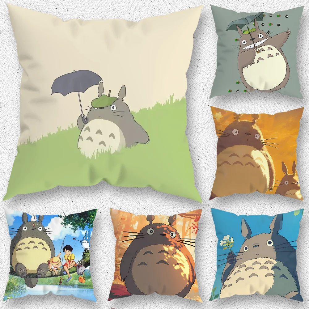 Anime Cartoon T-Totoros Pillow Case For Home Bedroom Room Decoration Living Room Sofa Cushion Cover Suitable