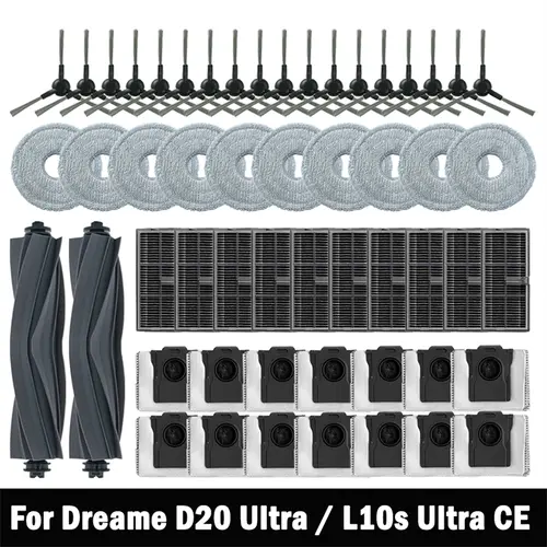 For Dreame D20 Ultra / L10s Ultra CE Robot Vacuum Cleaner Accessories Main Side Brush Mop Cloth Hepa Filter Dust Bag Spare Parts