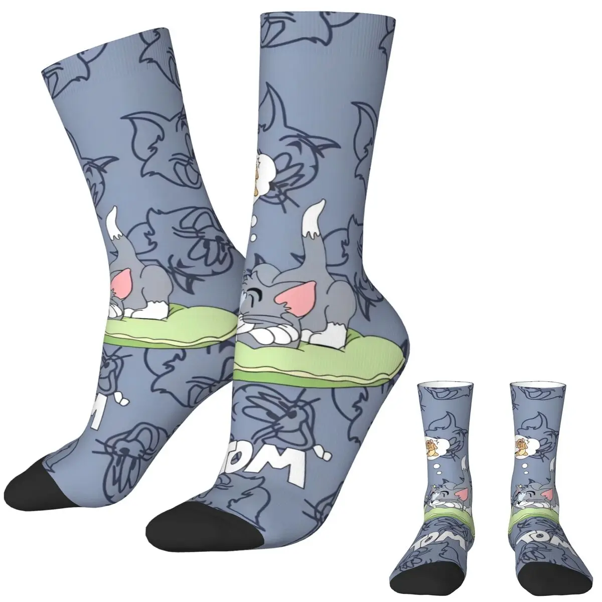 Cartoon Tom And Jerry Printed Socks Korean Stockings Adults Men High Quality Running Socks Winter Printed Anti Bacterial Socks