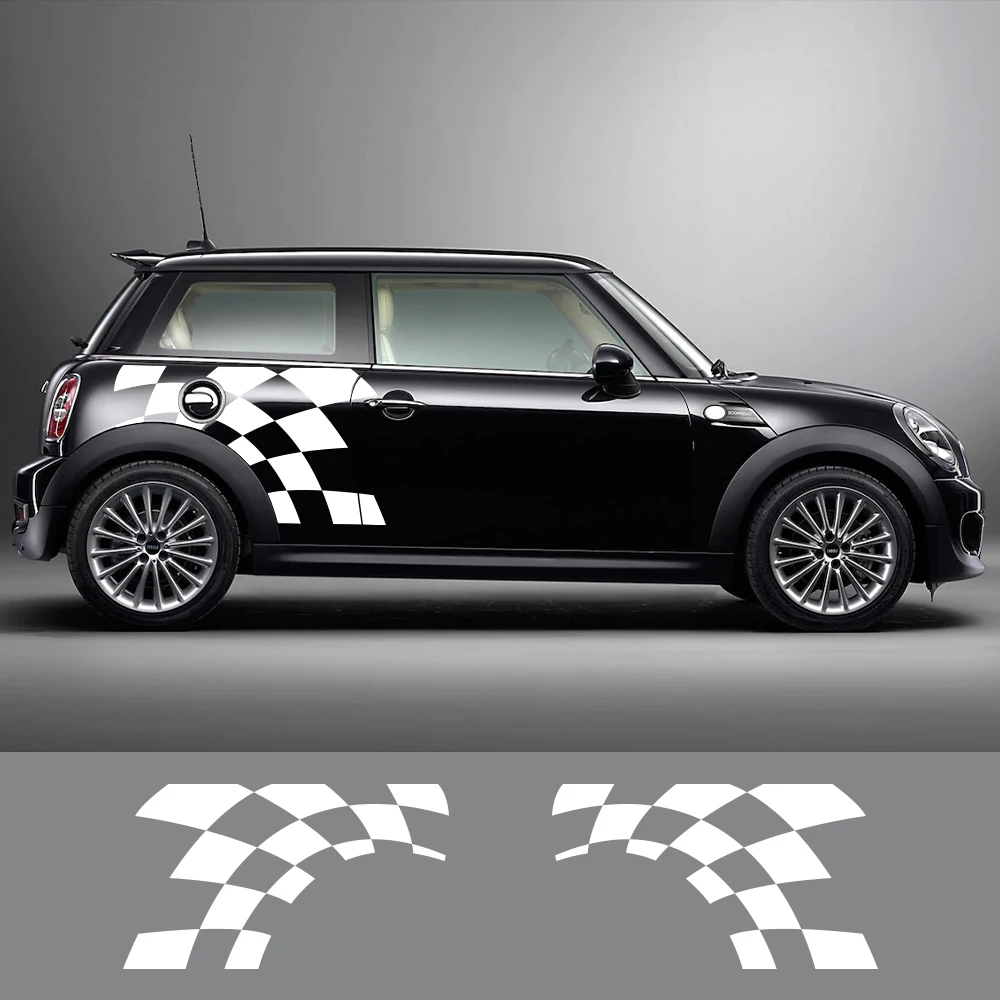 

For MINI Cooper S One JCW F55 F56 F60 R55 R56 R60 Car Door Side Checker Decal Sticker Exterior Decoration Film Auto Accessories