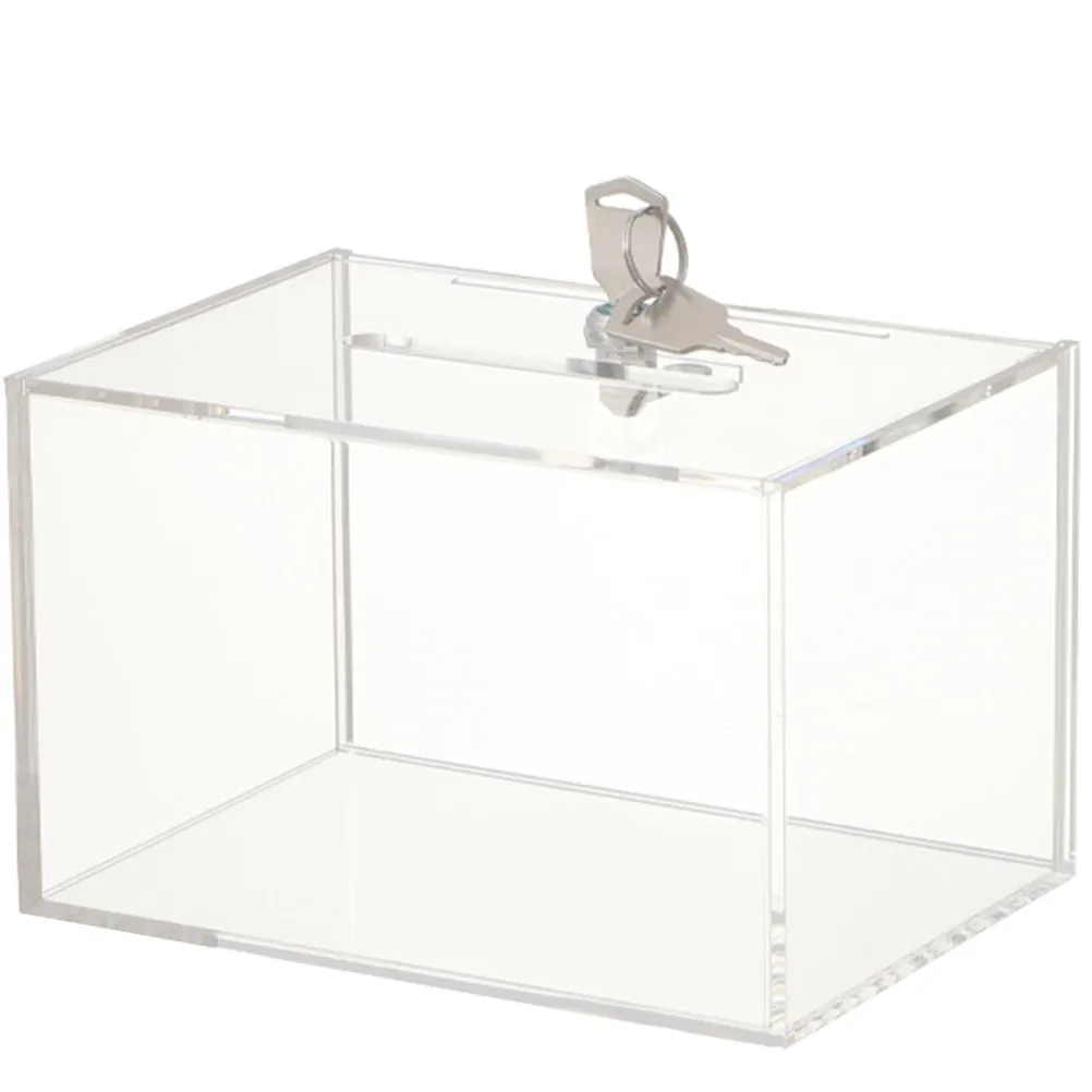 

Premium Clear Acrylic Ballot Box Lock Transparent Suggestion Donation and Complaint Letter Box for Fundraising