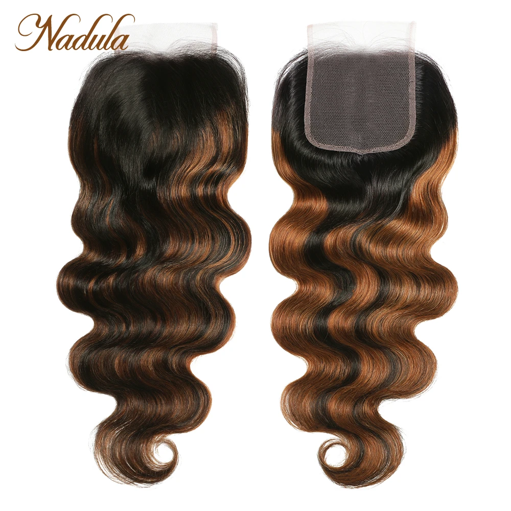 Nadula Hair 4x4 Body Wave Hair Lace Closure FB30 Highlight Human Hair Closure Free Part Ombre Remy Hair Weave