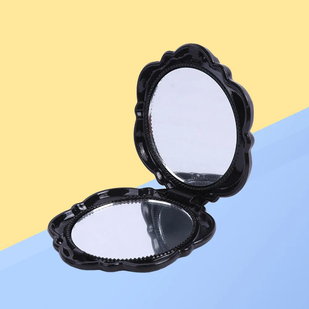 1 pçs espelho de maquiagem dobrável compacto rosa capa dupla face pequeno espelho de bolso portátil presente de viagem para meninas
