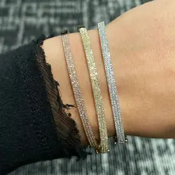 Luxurious Shiny Full Cz Bangles 58mm Paved White Cubic Zirconia Gold and Platinum Plated Color Women Bracelet Fashion Jewelry