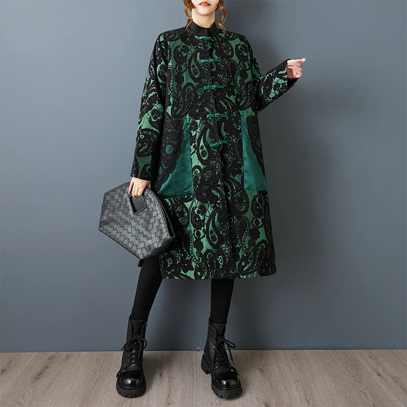 

SuperAen 2026 Spring and Autumn New Elegant Luxury Jacquard Loose Waist Coats Fashion Mid-length Chinese-style Coats