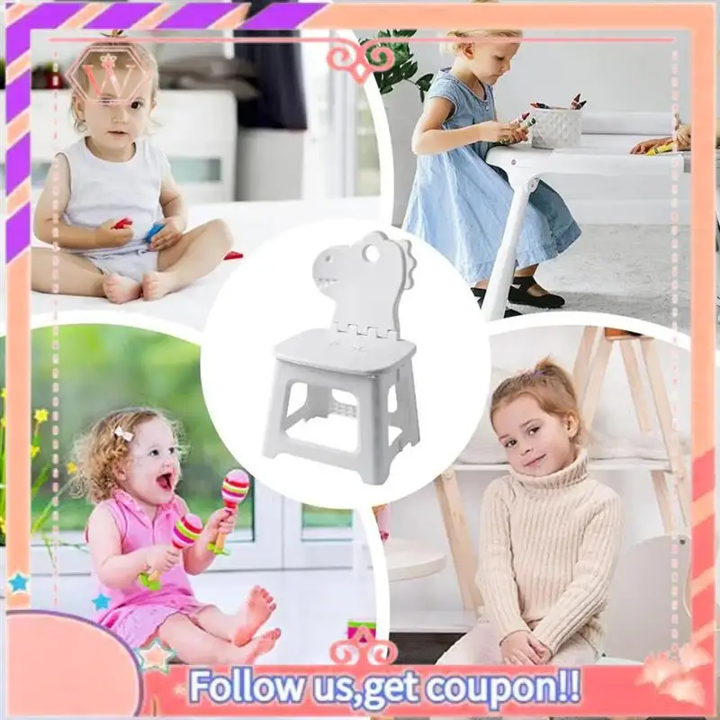 Upgraded Step Stool For Kids Dinosaur Foldable Step Stool With Back Support Seat Furniture Home Shoe Changing Chair