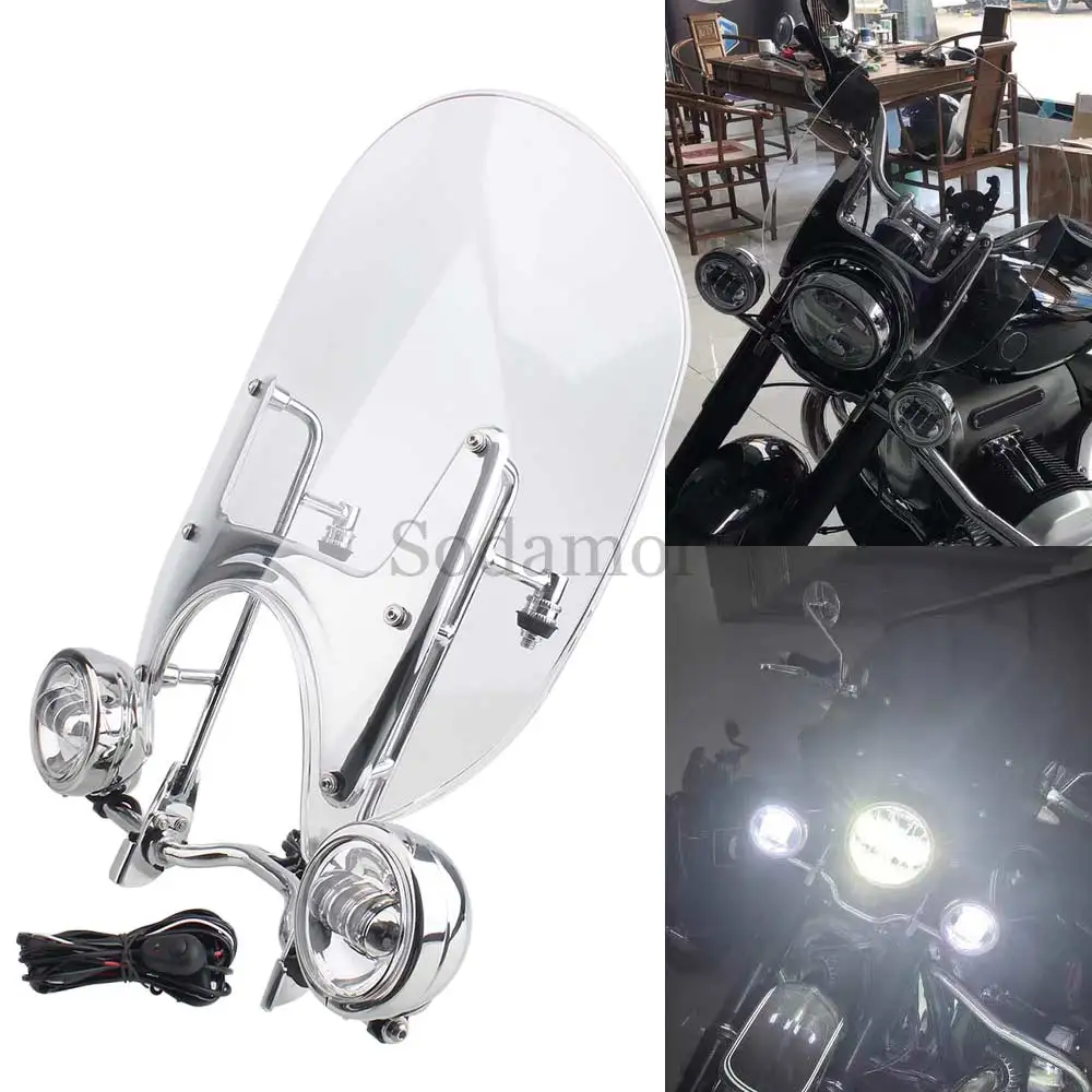 New ABS windscreen fairing For BMW R18 2020-2024 motorcycles carries LED Fog Lights in white light mode to assist road driving