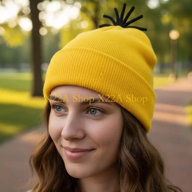 Unique Breathable Yellow Knitted Hat 6pcs Stretchy Winter Hat For Roleplay Family Event