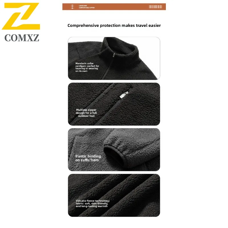 سترة رجالي سميكة فاخرة من COMXZ بياقة واقفة للعمل في الهواء الطلق سترة دافئة للأعمال غير رسمية ملابس شتوية خفيفة الوزن للرجال #6