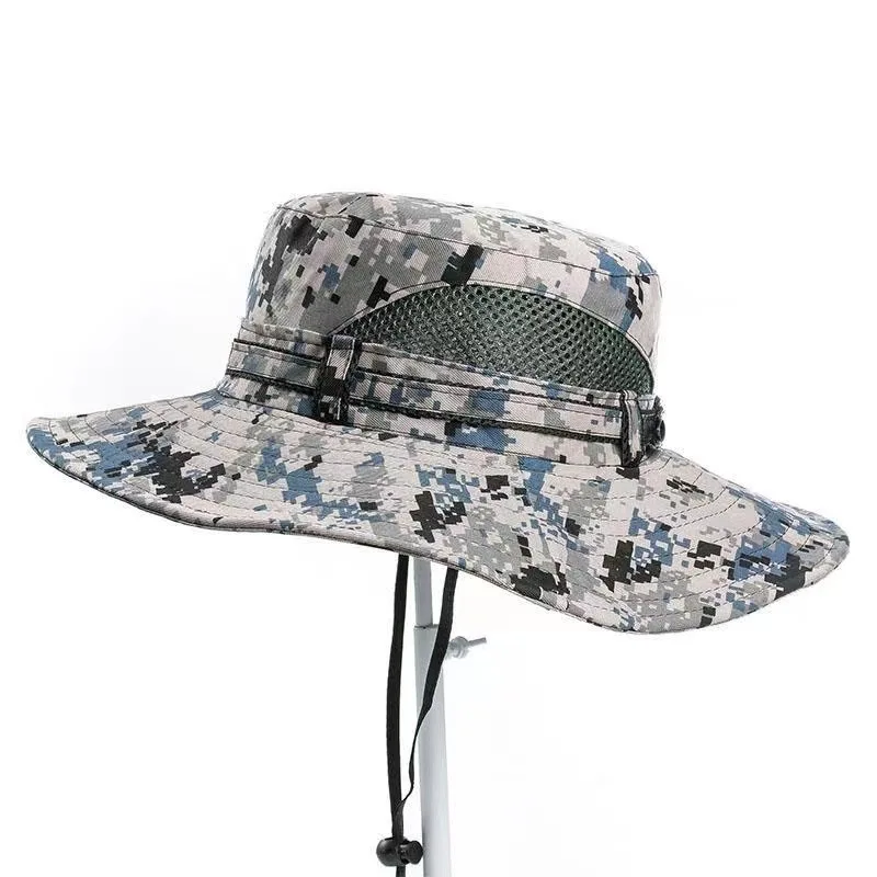 Men\'s Sun Hats Camouflage Color Hats Sun Protection Large Brim Folding Hats Summer Outdoor Fishing Travel Hats 햇빛차단 모자