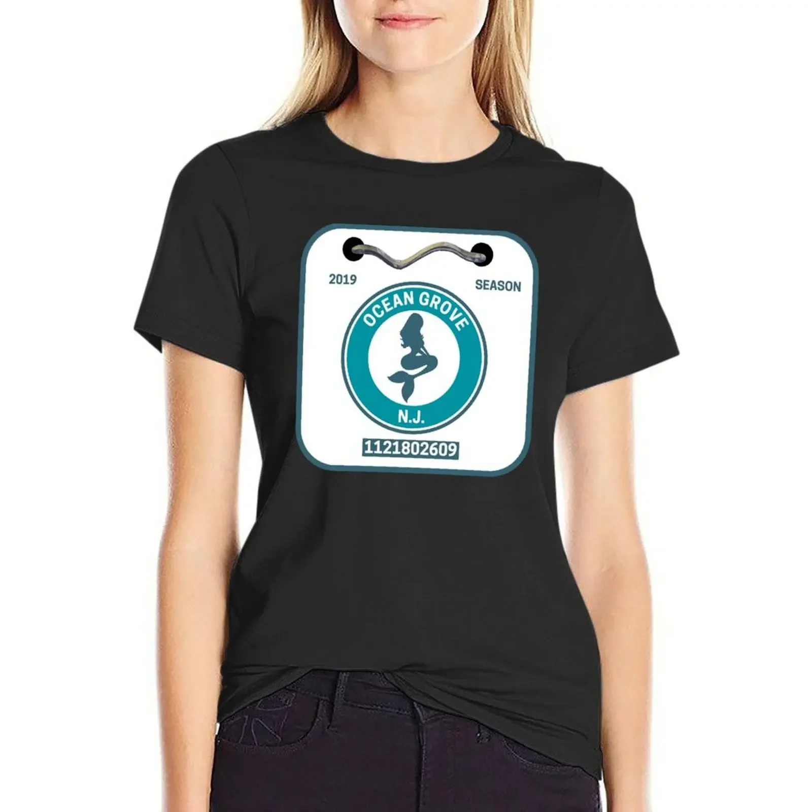 

Ocean Grove New Jersey Beach Badge T-Shirt oversized kawaii clothes Female clothing lady clothes tight shirts for Women