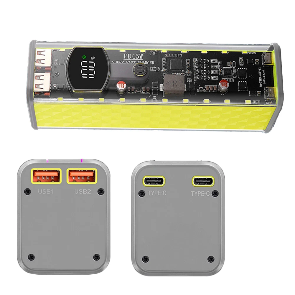 

22 Портативный чехол для аккумулятора мощностью 5 Вт Прозрачный АБС-материал Припой Простая установка Поддержка нескольких протоколов быстрой зарядки