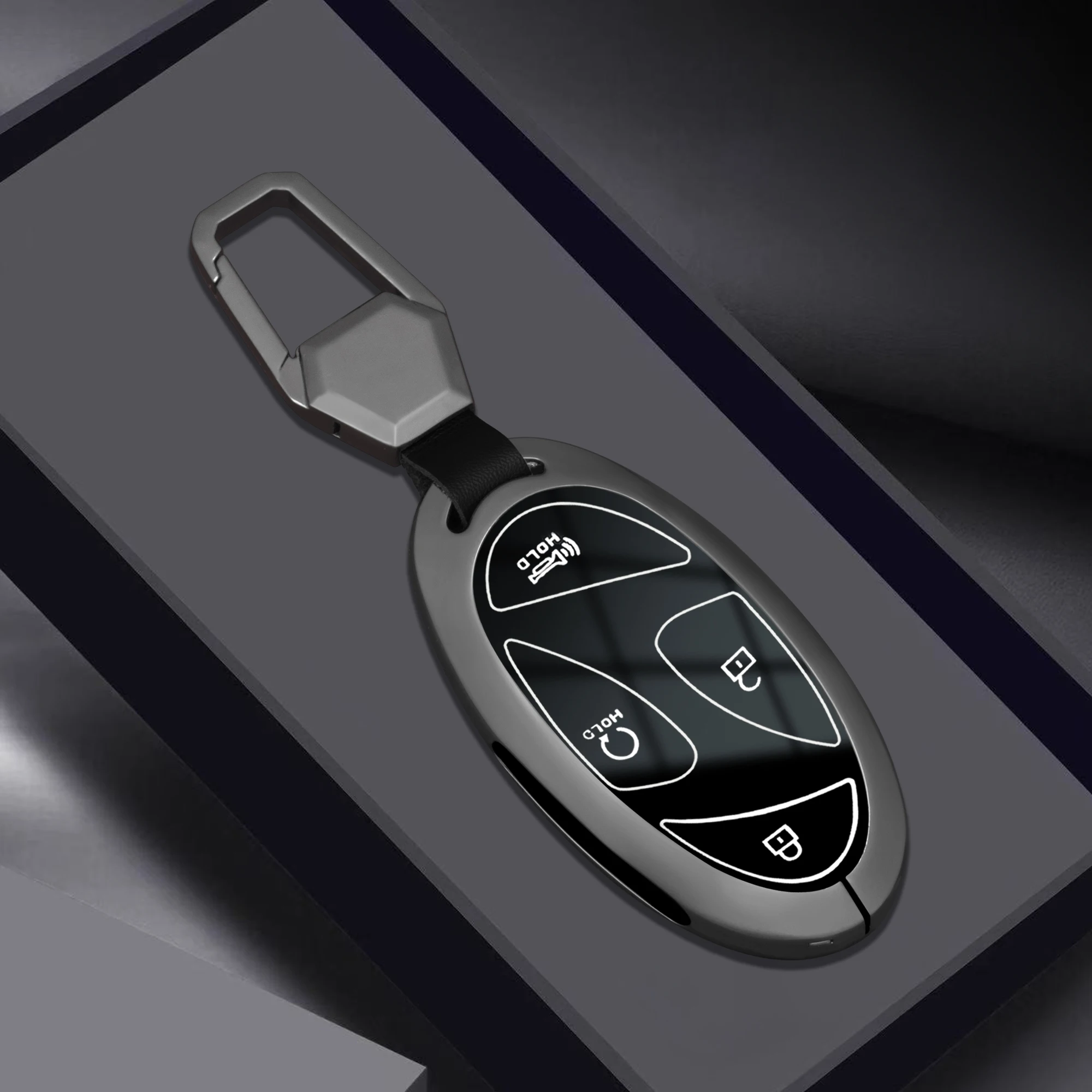 7 Button Alloy Car Remote Key Case Cover Shell for Hyundai Ioniq 6 Grandeur GN7 Kona 2023 Auto Key Protective Case Gold Edge