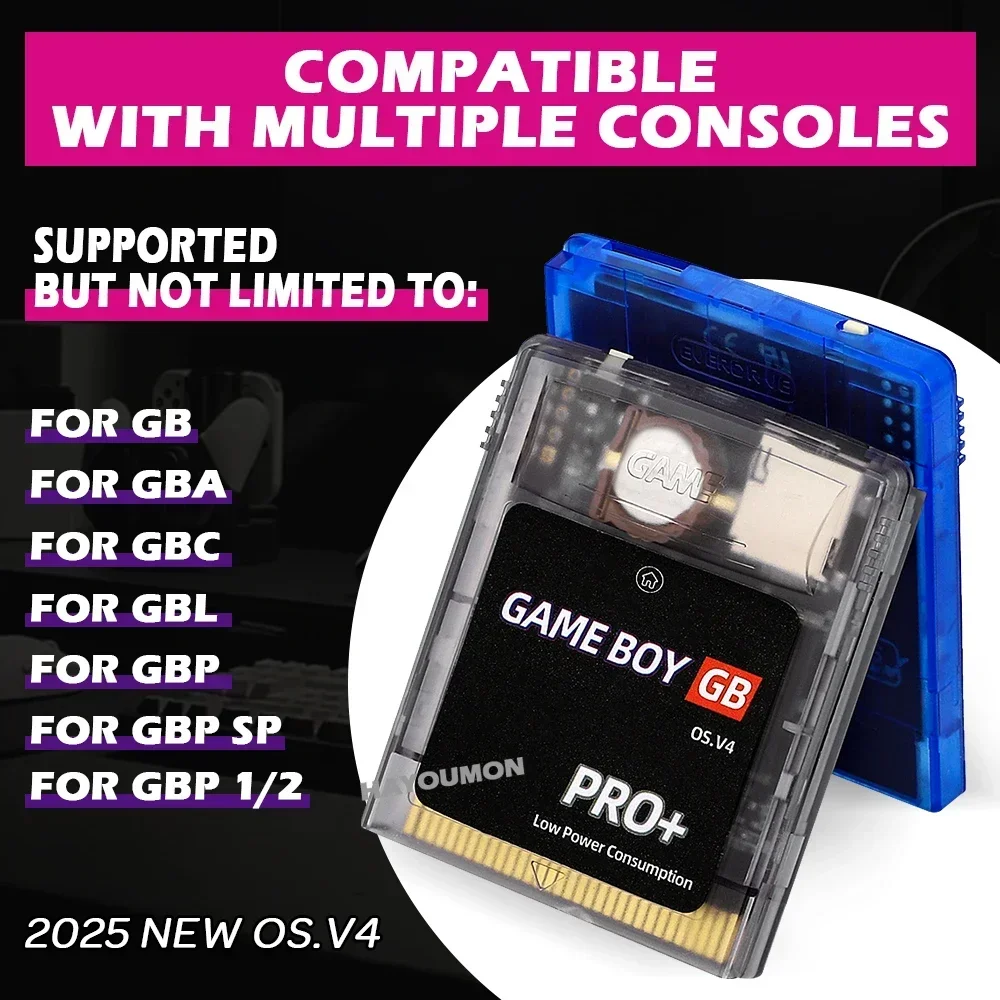 Pour consoles de jeux GB GBC GBA, accessoires de jeu, carte de jeu GB PRO+, carte Gameboy OS.V4 2000 en 1 avec carte TF 8 Go, boîte de jeu