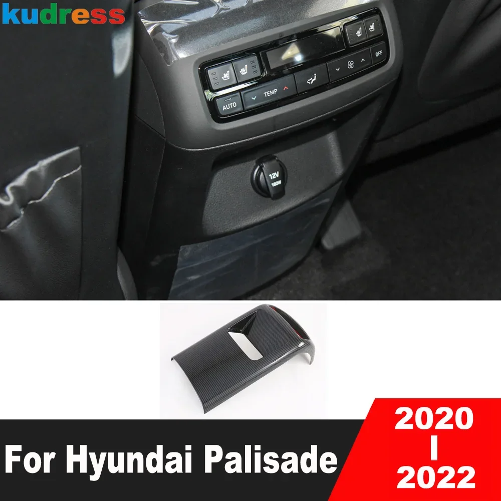 

Автомобильный подлокотник из углеродного волокна для Hyundai Palisade 2020 2021 2022, Задняя Крышка вентиляционного отверстия, отделка, аксессуары для интерьера