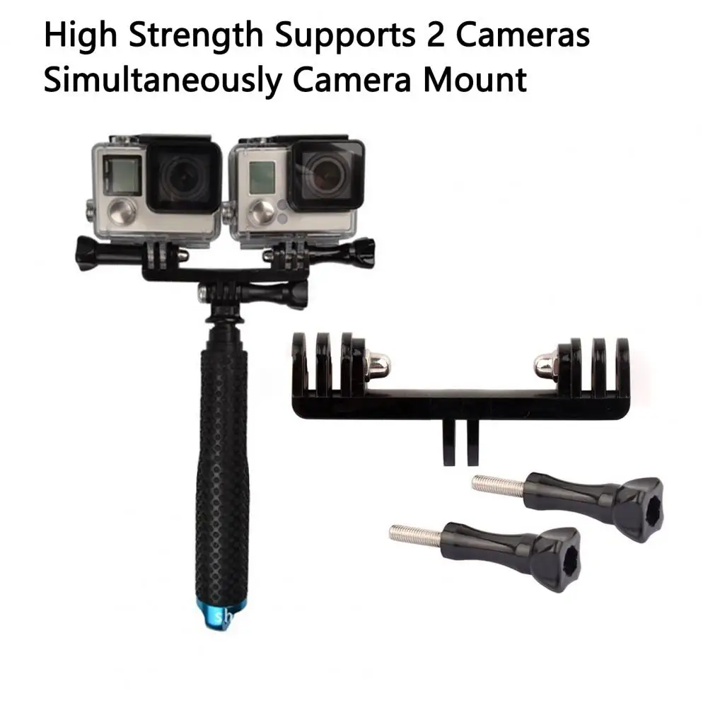 Camera Holder Double Head with Screw Supports 2 Cameras Simultaneously Action Camera Bracket