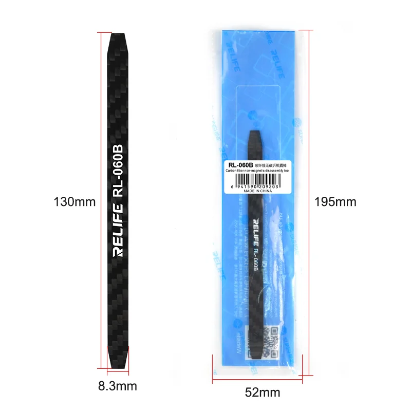 RELIFE-RL-060B Carbon Fiber Desmontagem Bar para a tela do telefone móvel, tampa traseira, desmontagem de vidro, 5pcs