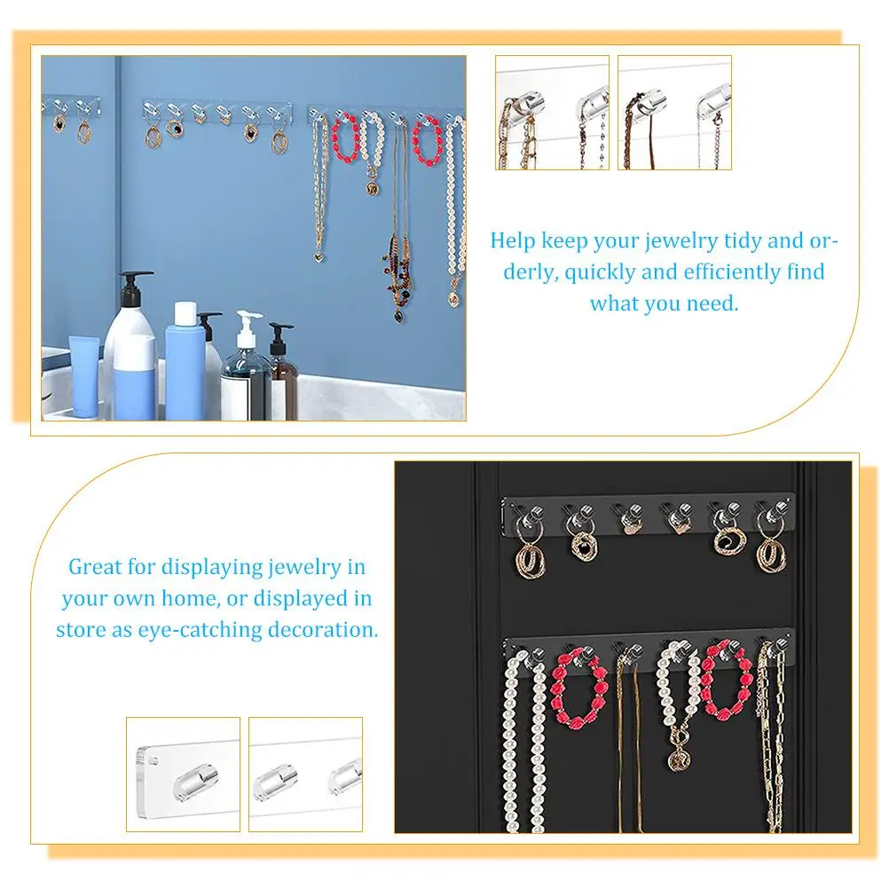2Pcs Acryl Halskette Halter Wand Halterung Schmuck ganizer Armband Rack Lagerung Display Leichte Robuste Home Store