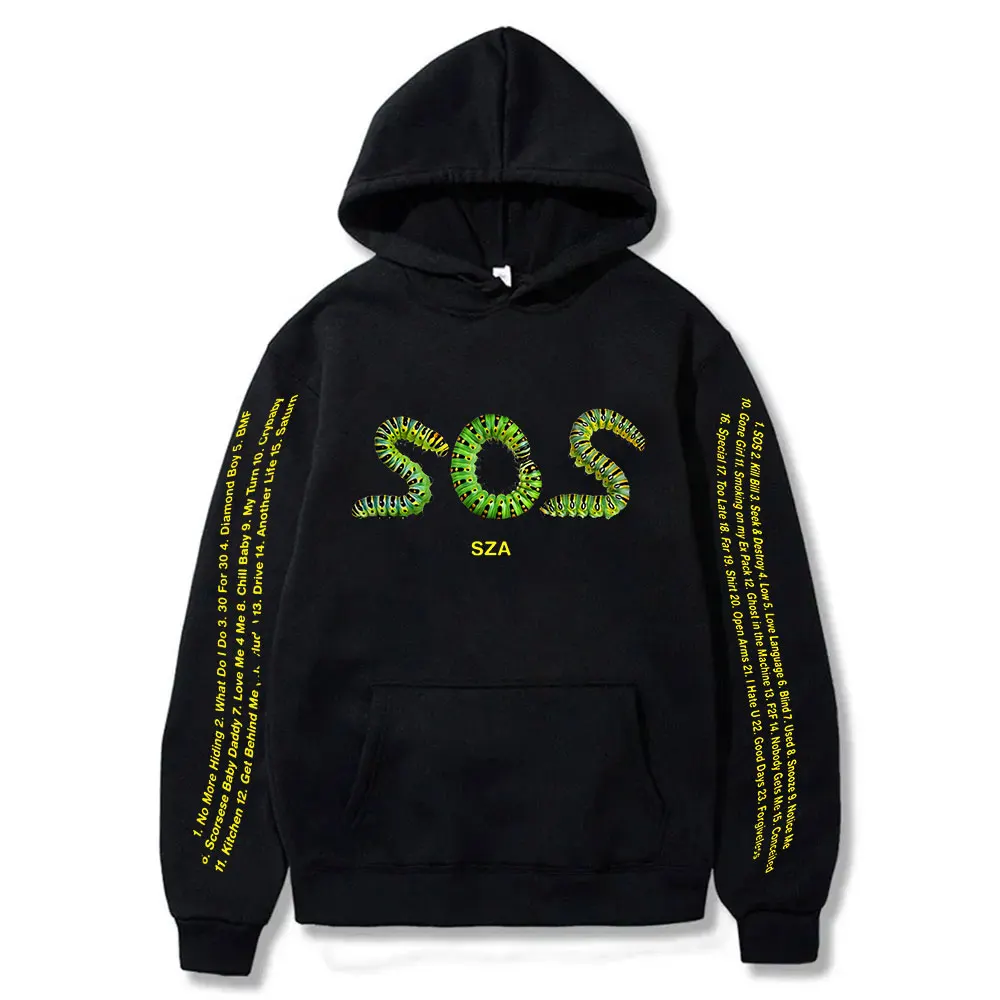 SZA SOS Caterpillar Hoodies Grand National Tour Merch Cosplay Unisex Fashion HipHop Streetwear Sweatshirts Pullovers