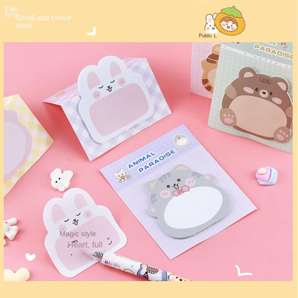 Self-stick Notes Animal Sticky Notes Thickened Stickers Penguin Cartoon Adhesive Memo Pads Notepad Rabbit