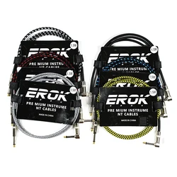 EROK 1.5M Guitar Audio Music Cable Noise Reduction Line 6.35 Male to Male Color Braided Line Connect Pedal Cables Guitar Parts