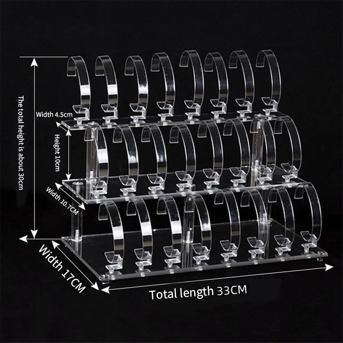 Clear 24 Bits Acrylic Watch Display Holder Stand Rack Showcase Tool Transparent Wristwatch Stand Case Bracelet