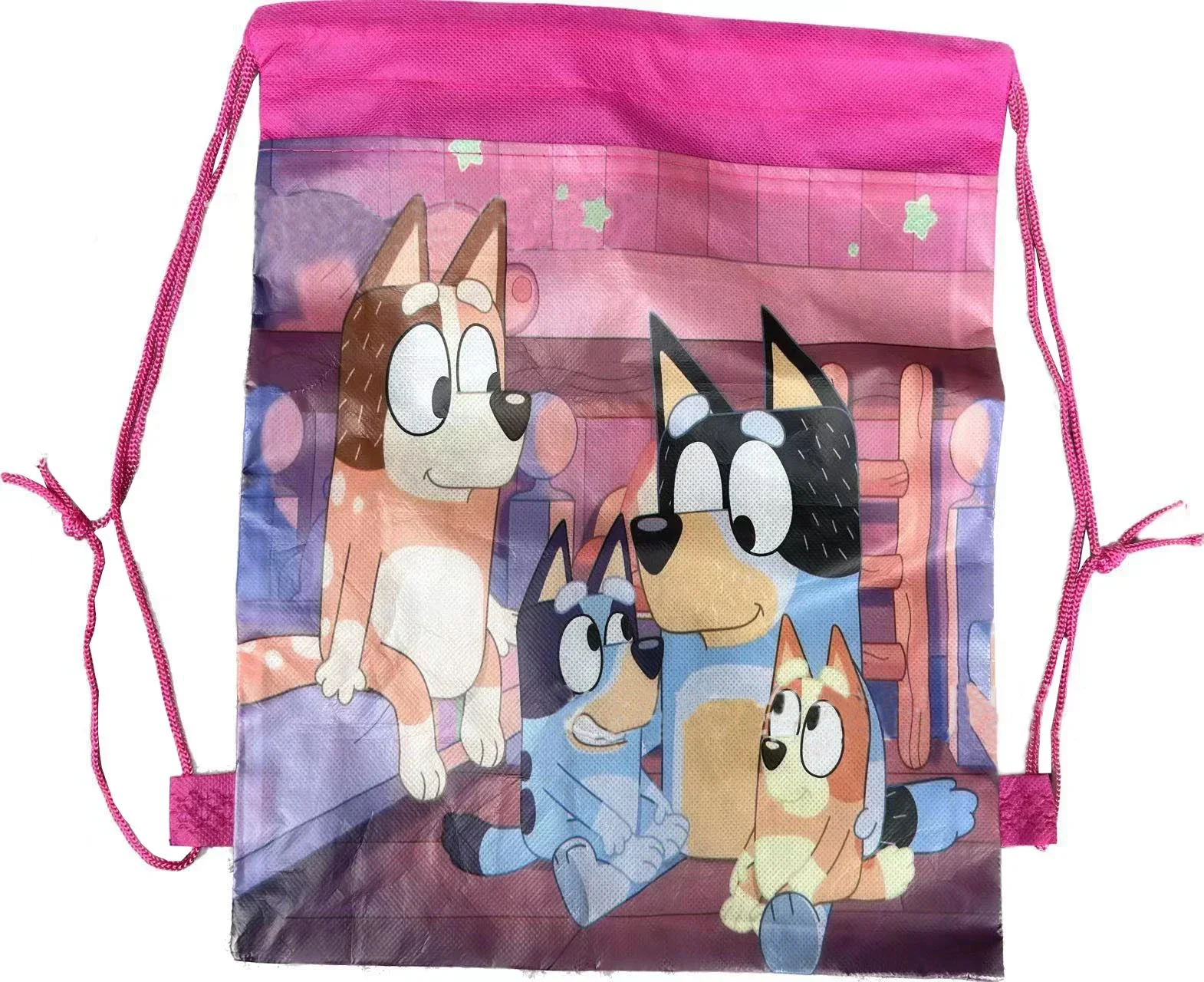 Cartoon Bluey Bingo Family Bundle Pocket Drawstring Bags Student Portable School Bags Outdoor Backpack Kids Birthday Gifts 1pcs