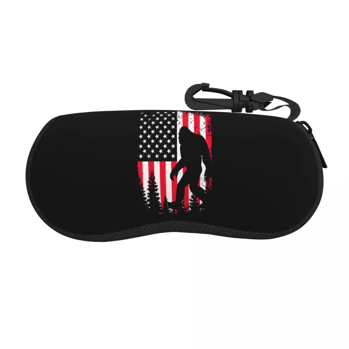 Custom Funny Bigfoot American Flag Shell Eyeglasses Case Women Men Cool Glasses Case Sunglasses Box Pouch