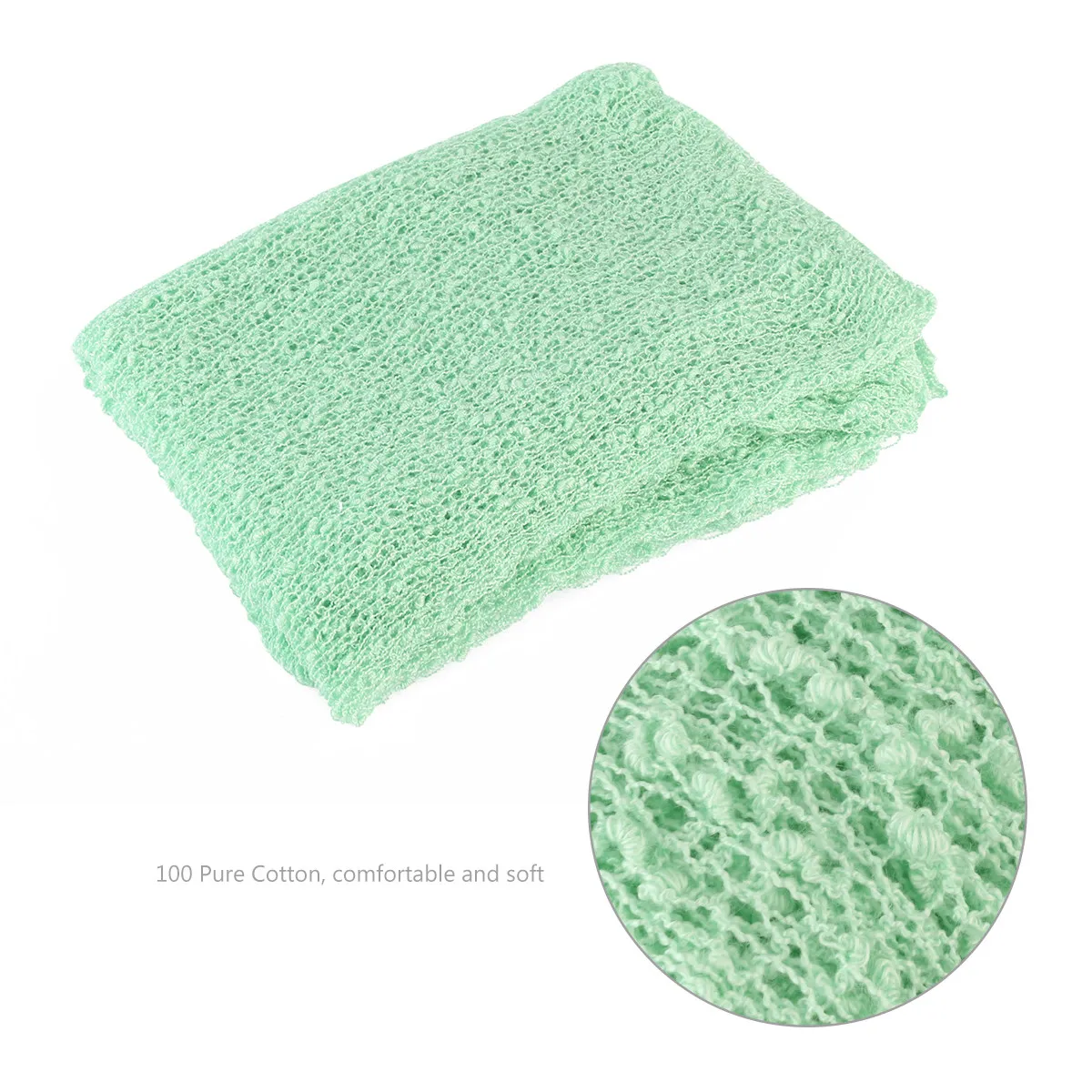 Long Ripple Newborn Wrap Super Stretchy Knit Swaddle Blanket for Baby Photo Props Warm Womb Simulation Decorative Use Mint Green