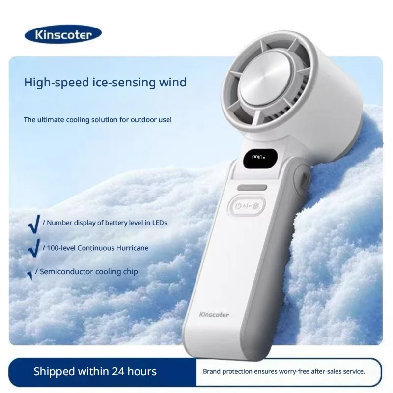 Semiconductor Refrigeration Handheld Fan, 100 Speed Adjustable Ice Cold Wind Mini Fan Digital power display fan