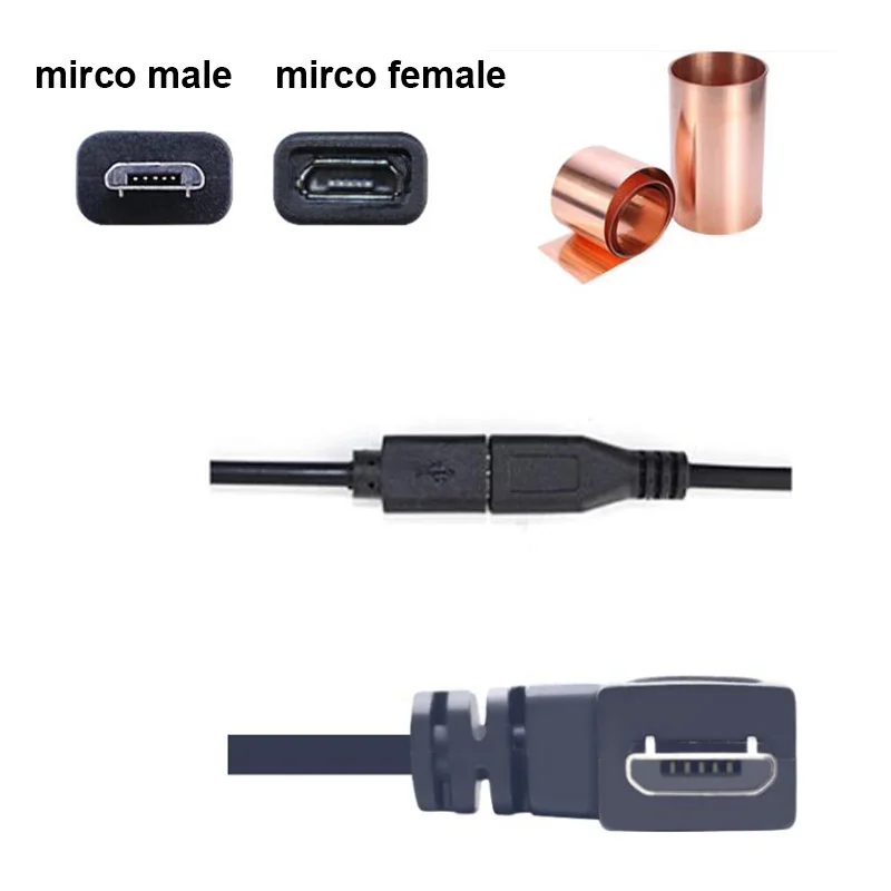 Micro USB 2.0 A Female male Jack Extended Cord Cable 2Pin 4Pin 4 Wire Data Charge Line Connector DIY for Android interface U26