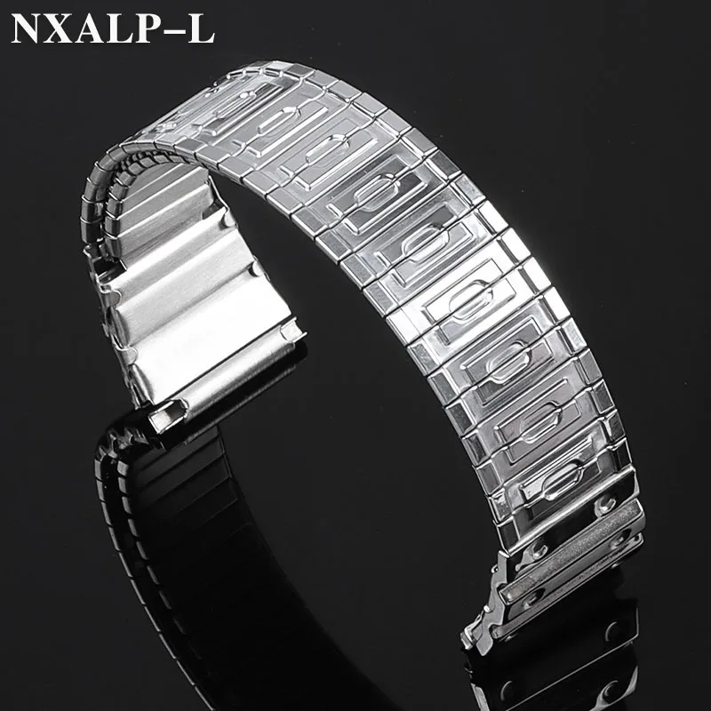 18mm-22mm Metal Elastic Strap For Casio F-91W A158/168 AQ230 AE1200/1300Width Adjustment Stretch Stainless Steel Watch Band